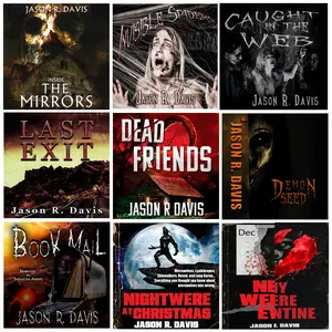 JD Horror 10 book box by Jason Davis - Signed Copies featuring Dead Friends, Demon Seed, Inside the Mirrors, Bookmail, NightWere at Christmas, New Were's Eve, My Were Valentine, Last Exit, Hatched and Caught in the Web paperback book set