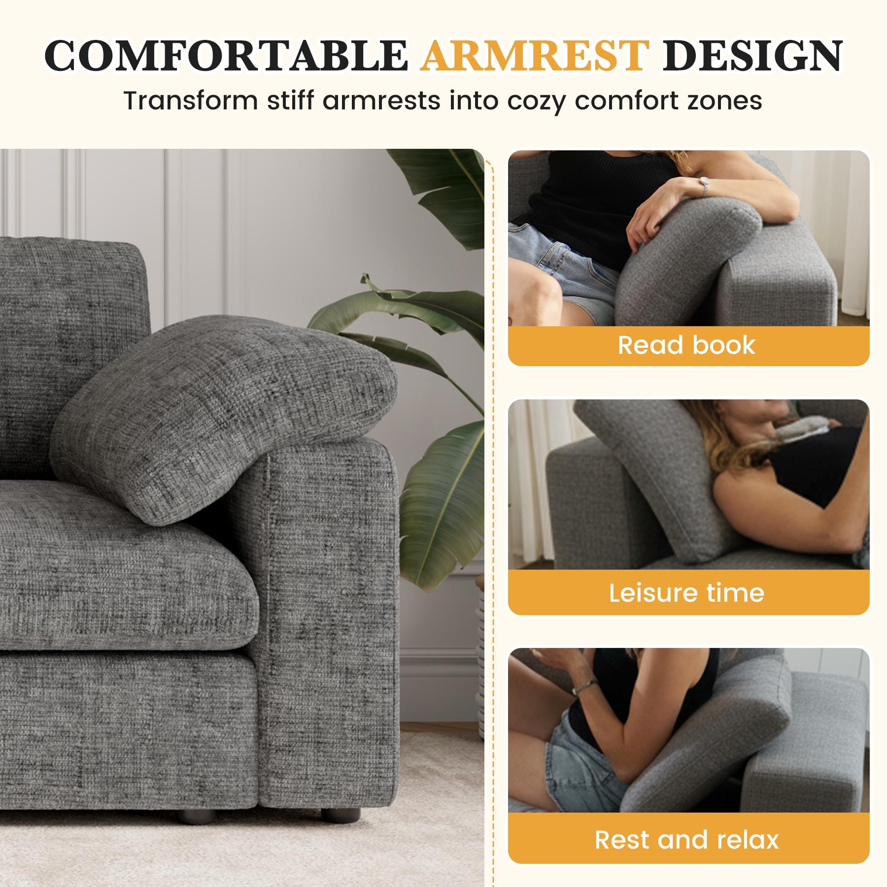 【Shipped in four Packages】118" L Shaped Modular Sectional Sofa, Oversized 3-Seater Convertible Cloud Couch, Modern Chenille Sectional Couches for Living Room, Cream White 1 PCS 【Shipped in four Packages】118" L Shaped Modular Sectional Sofa, Oversized 3-Seater Convertible Cloud Couch, Modern Chenille Sectional Couches for Living Room, Cream White 1 PCS