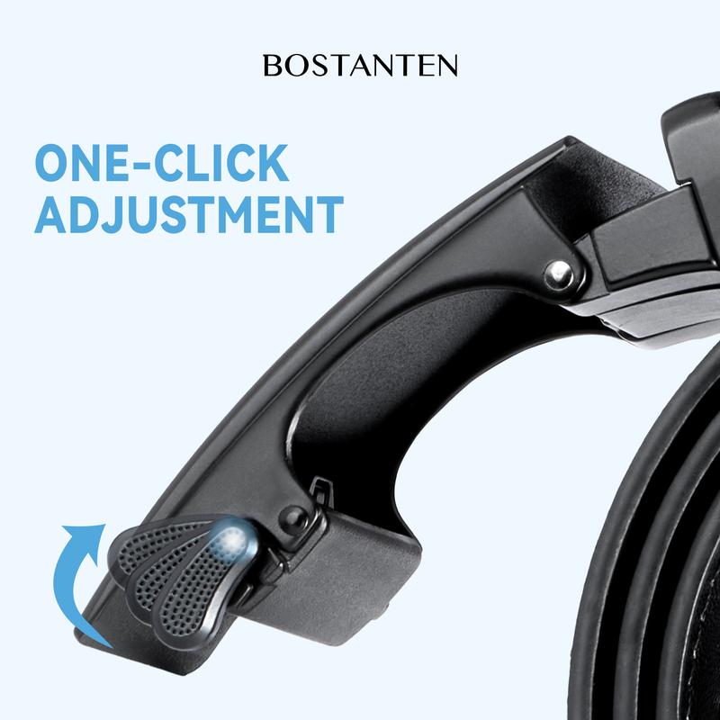 [Valentine's Day Gift] BOSTANTEN Mens Belt Leather Ratchet Easy Release Belt For Men Designer Belt Dress and Casual with Adjustable Buckle for Men's Wear Gift Textured Fathers Gift