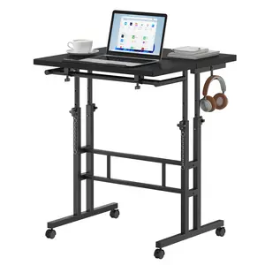 Split Top Rolling Standing Desk, Mobile Laptop Desk, Manual Height Adjustable Workstation on Wheels, Sit Stand Office Table, Walking Pad Study Desk