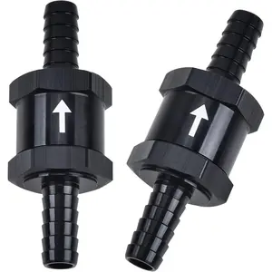 1/4"  Check Valve One Way Inline Non Return Diesel Gasoline Black(6mm OD,2PCS)