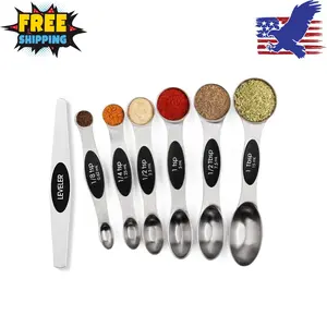 Magnetic Measuring Spoons Set Stainless Steel with Leveler, Kitchen Gadgets