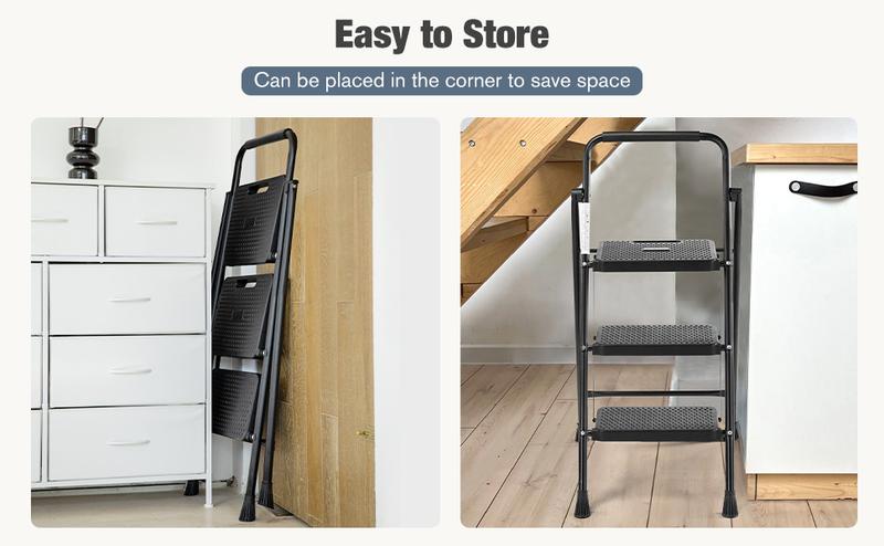 Heavy Duty Step Ladder, Lightweight Foldable Stool for Adults, Small Ladder Ideal for Kitchen and Home Use, Durable Folding Step Stools, Portable Kitchen Ladders with Sturdy Constructio