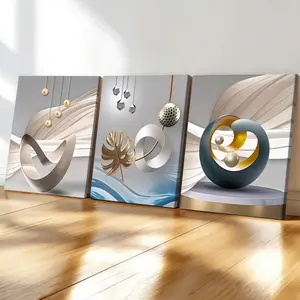 3-count wooden frame canvas, Wooden Wall Art, modern geometric pattern art, Modern Home Decoration, fashionable abstract art decoration, exquisite living room decoration, family poster, suitable for bedroom, office and corridor decoration