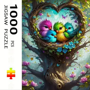 1000 Piece Heart Nest Bird Theme Puzzle, Jigsaw Puzzles, Large Adult Family Interactive Toy, DIY Home Decor Brain Challenge, Holiday Scene, Perfect Gift