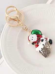 New Christmas Series Chimney Climbing Santa Claus Brooch Keychain Dual-Use Bag Pendant Small Gift