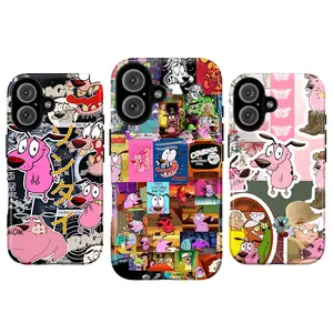 Whimsical Courage the Cowardly Dog Phone Case – Aesthetic Retro Cartoon Collage Cover with Muriel, Eustace & Pink Dog Pattern for iPhone 17 16 15 14 13 12 11 Pro Max X XS & Samsung Galaxy S21–S26 Plus Ultra | Cute Nostalgic 90s Cartoon Gift