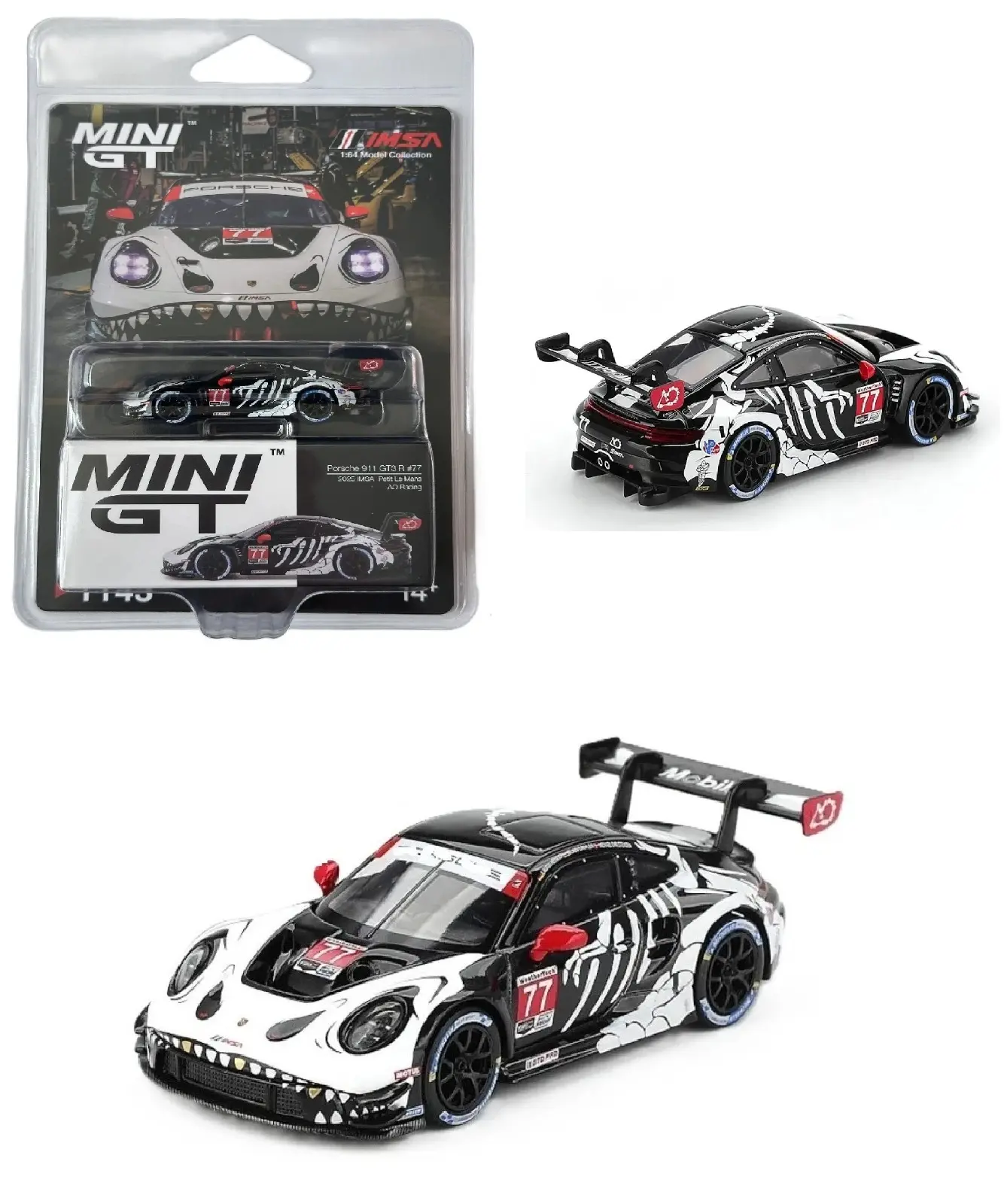 Share Mini GT 1:64 Porsche 911 GT3 R #77 AO Racing 2025 IMSA Petit Le Mans Rexy Diecast Model Car MGT1143-2C