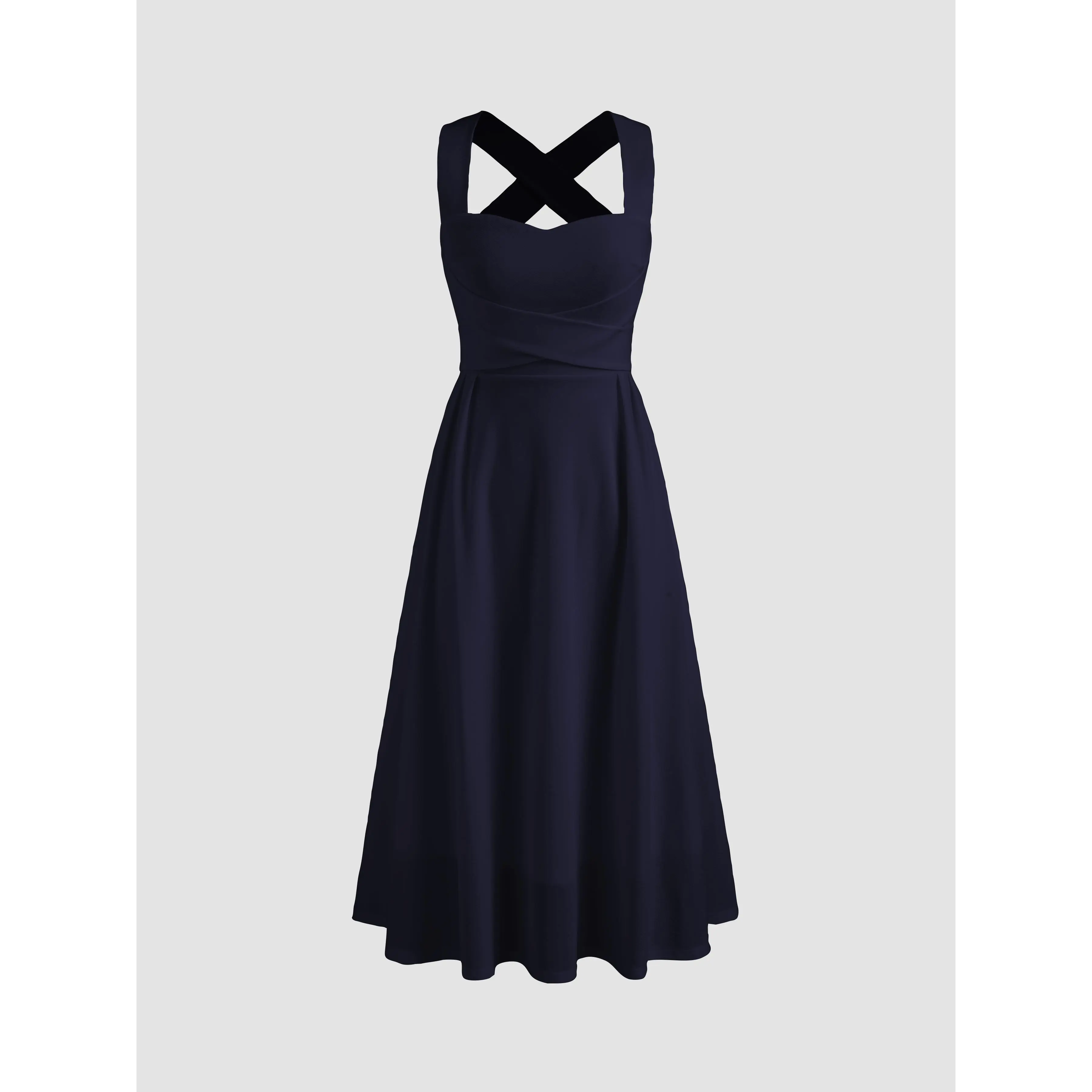 Cider [3 colors, size 0-10] Square Neck Solid Criss Cross Ruffle Midi Dress  SwimWeek - TikTok Shop