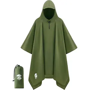 Hooded Rain Poncho  Raincoat Jacket for Men Women Adults