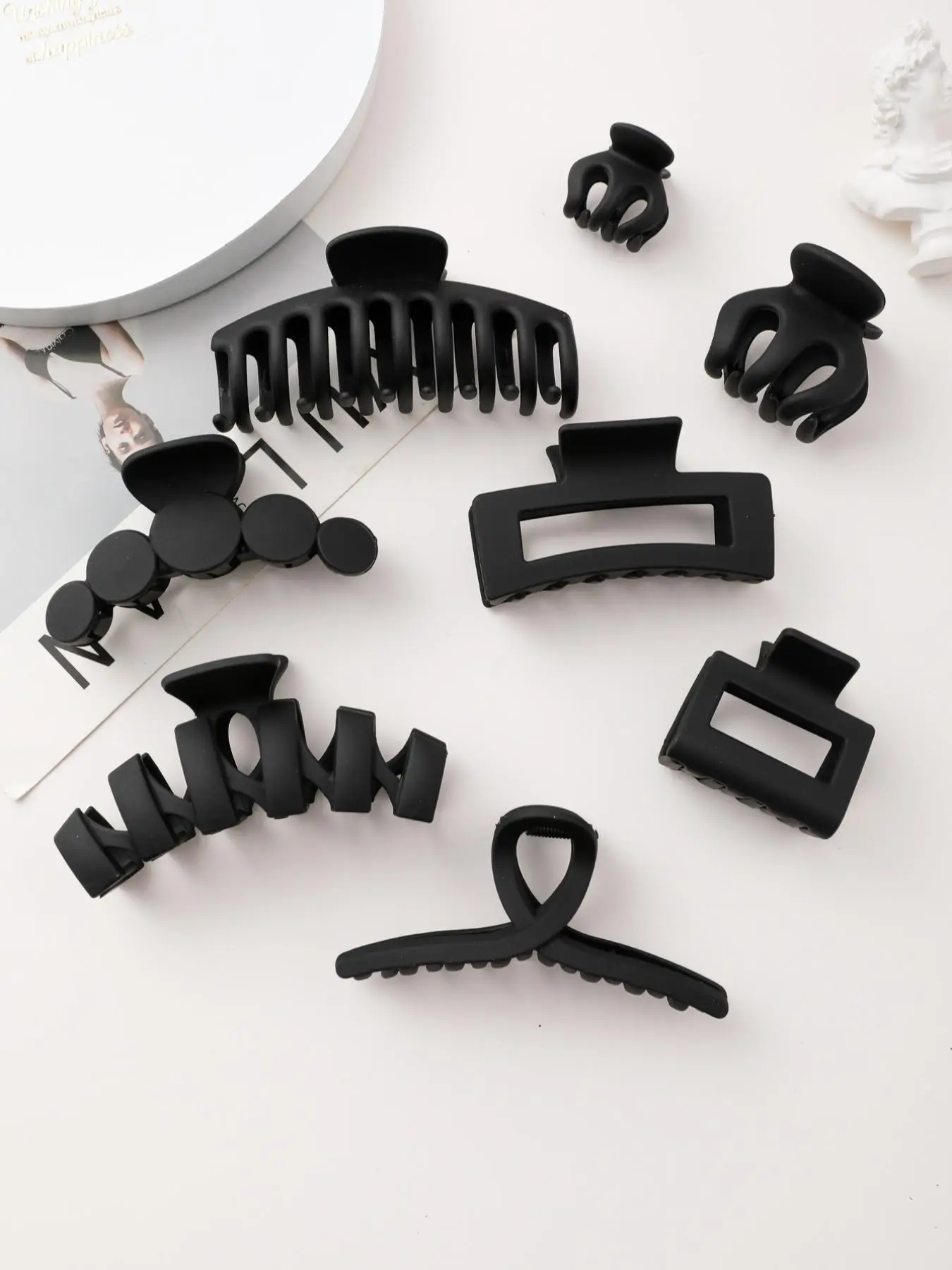 8pcs Simple Plain Hollow Out Design Hair Claws, Easy Grasping Shark Claw Clip, Casual and Versatile Hair Accessories for Women