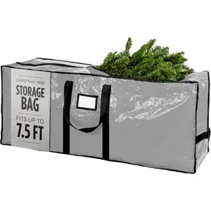 Christmas Tree Storage Bag - Stores 7.5 Foot Artificial Xmas Holiday Tree, Durable  Material, Zippered Bag, Carry Handles - Protects Against Dust,  and  (Grey)