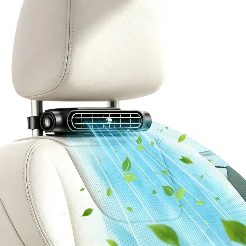 Joytutus USB Powered Battery Powered Car Seat Fan - Dual Turbo High Wind, Rear Pillow Mount, Independent Switch, Adjustable Air Outlet, Fast Tape Setup, Cooling Boost for Cars, Vehicle Auto Interior Accessories