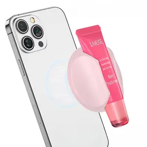 Silicone 3D Magnetic Phone Lipstick Holder Make Up Mirror Lip Blam Holder Stand for iPhone And Android Phones, Magnetic Phone Grip, Large (Includes 1 Pc Metal ring sticker)