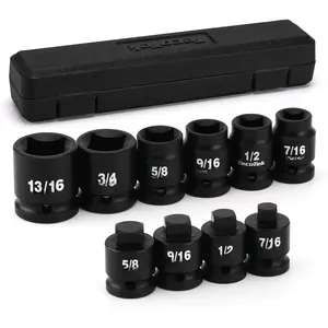 1/2" Drive Pipe Plug Socket Set, Square Drive Socket, 10-, SAE, 4 Point Sockets, CR-MO, Tapered Male Square 7/16'' - 5/8'', Chamfered Female Square 7/16'' - 13/16''