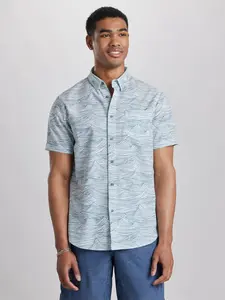 UB Tech Printed Mesh Button-Up Shirt