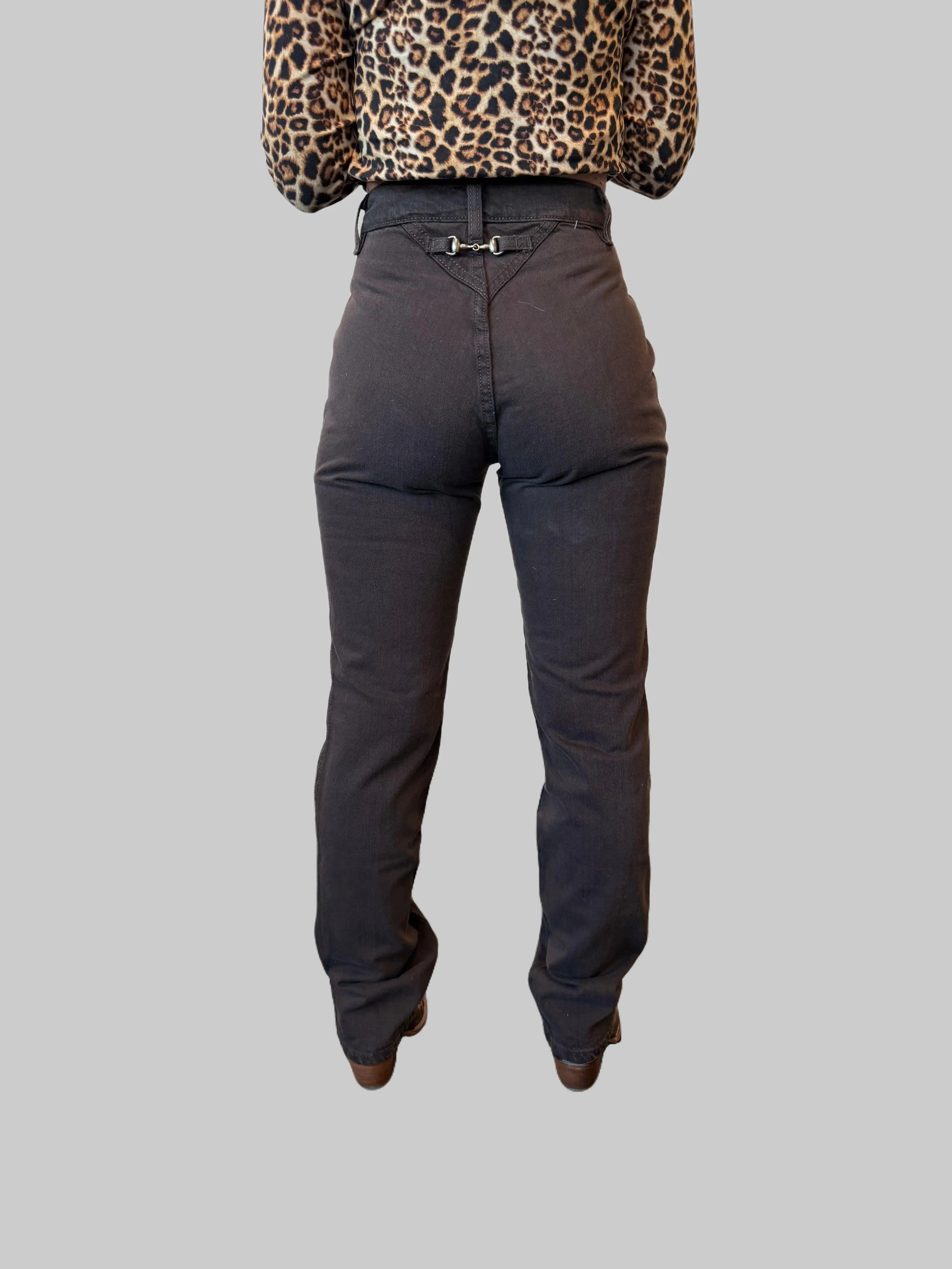 Cruel Girl Women's High Rise Rockies Throwback Chocolate Denim Jean Pants (30 Waist, L-34"), Flattering Fit, Stylish Leg Design, Bareback Detail, Junior Jean Size All-Season Cold-Wash Casual Bottoms