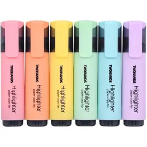 Highlighter, Chisel Tip Marker Pen, 6 Assorted Pastel Colors