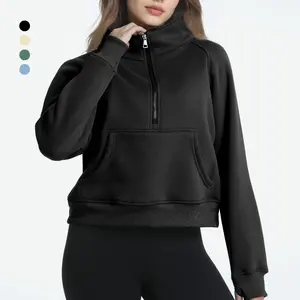 Womens Sweatshirts Quilted Sports Pullover Mid-length Half-zip Structured Design Large Pockets For Storage#2025TikTokShopBlackFriday#OOTD