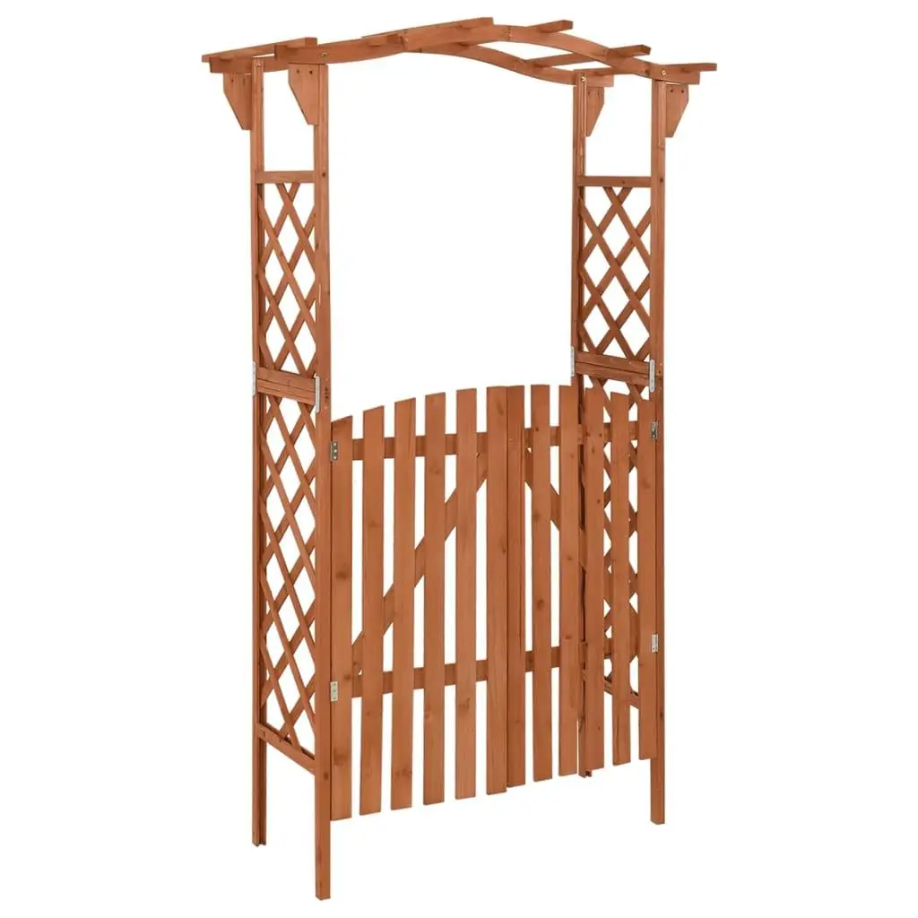 vidaXL Pergola Outdoor Pergola Garden Arch with Gate for Deck Solid Wood Fir 3011297