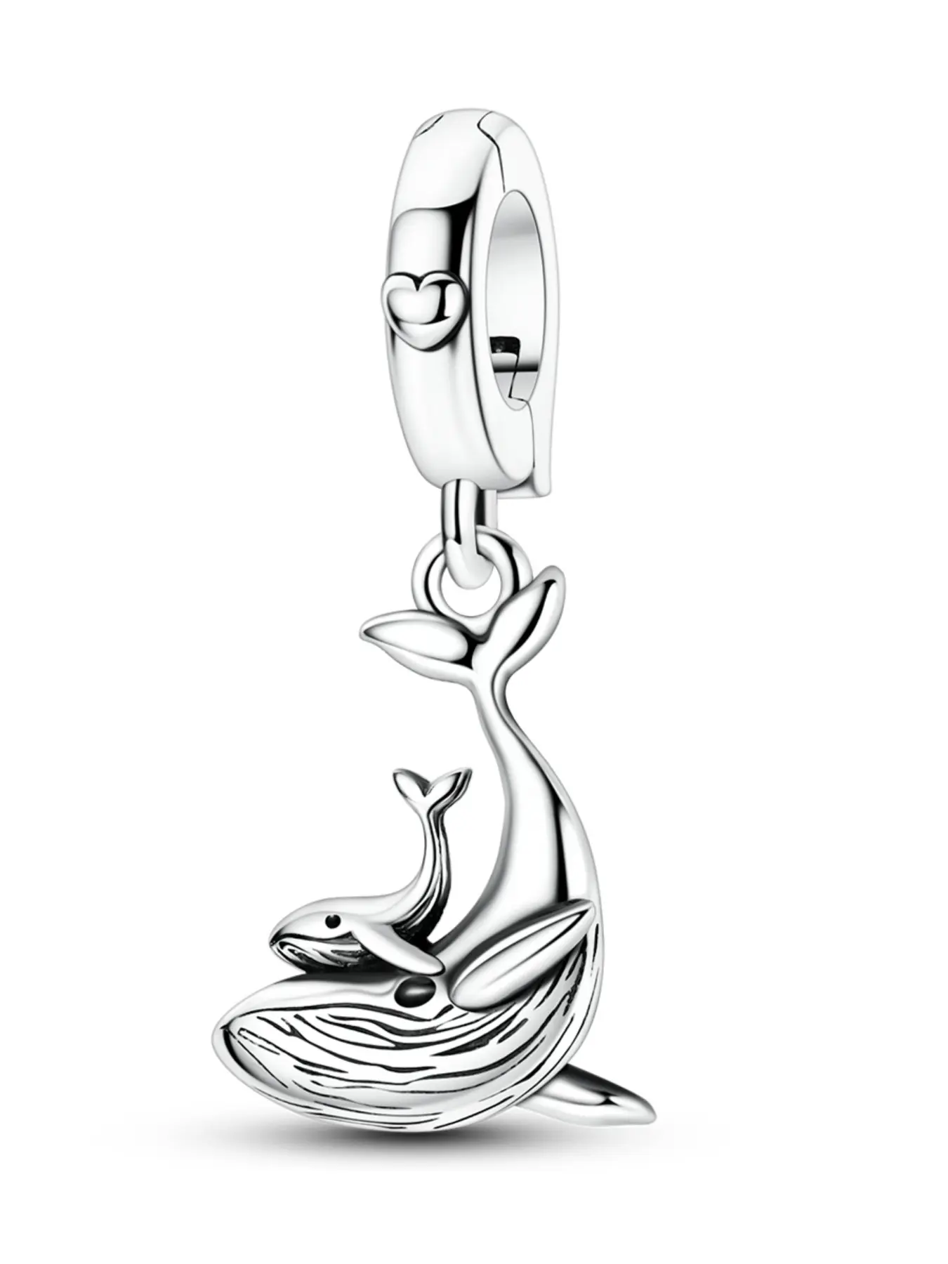 Silver Color Humpback Whale Clasp Pendant, Suitable for 3mm Bracelets and Necklaces, DIY Bead Jewelry, Elegant Gift for Women, Heart Design Charm