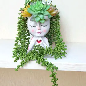 lady head planter, head planter, indoor and outdoor planter succulent arrangments,artifical flower arrangements housewarming gift