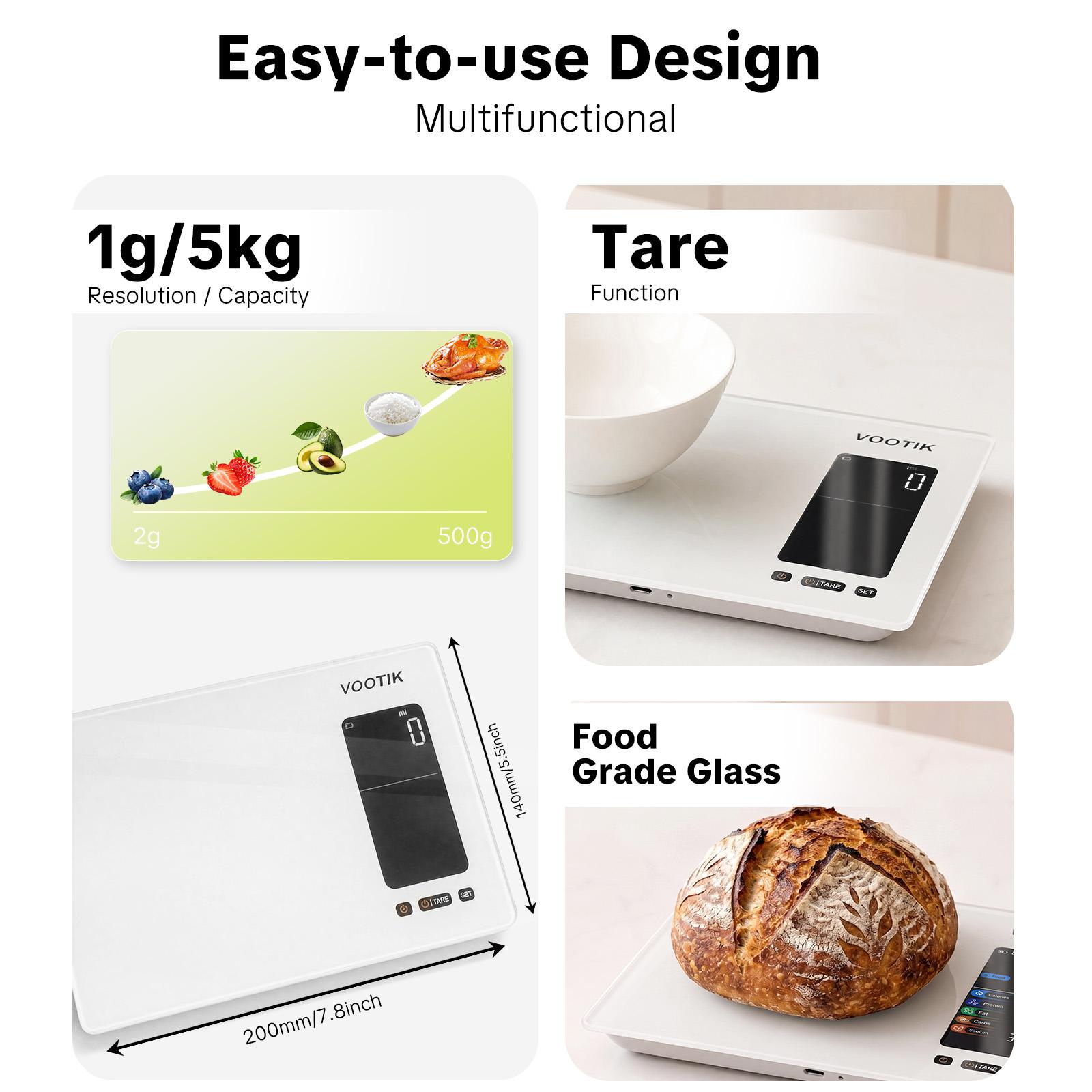 VOOTIK AI Smart Food Scale | 19 Nutrient Facts Auto Scan | Digital Calorie Counter for Meal Prep & Fitness backtoschool