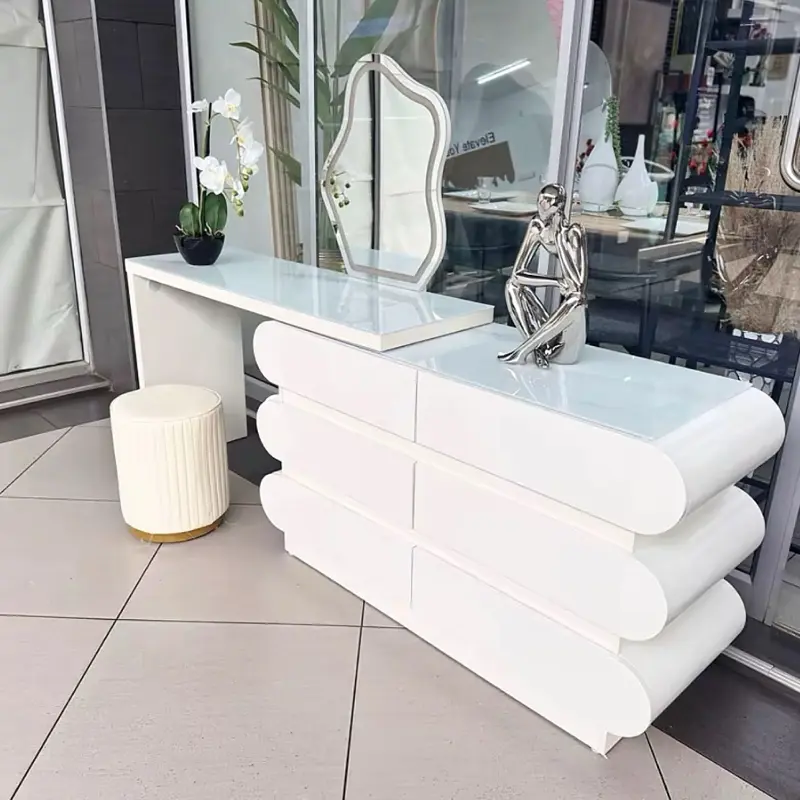adjustable chest of drawers /dressing table . Comes with an LED mirror and the stool