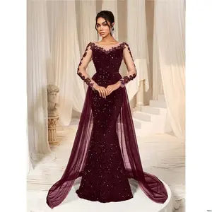 Dress Mesh Applique Detail Overlay Sequin Formal Mermaid