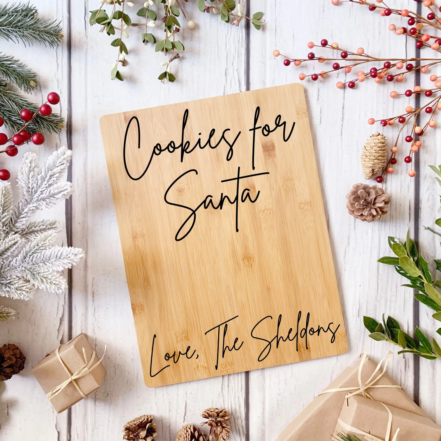Custom Santa Cookie Plate | Christmas Eve Cookie Tray | Santa Cookie and Milk Platter | Cookies For Santa | Santa Charcuterie Board | Gifts