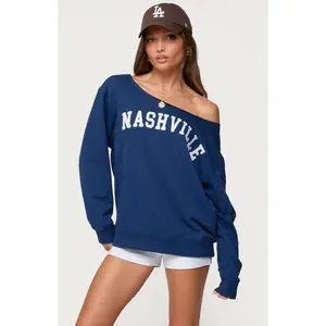 Edikted Women's Nashville Oversized Wide Neck Sweatshirt