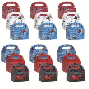 18pcs Spider-Themed Gift Boxes with Handles, Vibrant Cartoon Prints in, Blue &, Perfect for Birthdays, Weddings, Baptisms, Gift Box Design