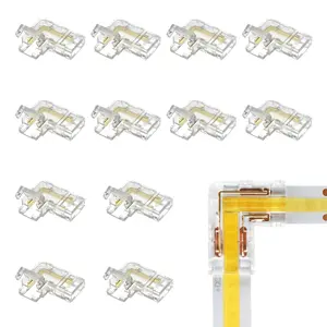 20-Pack COB LED Connectors, 2 Pin 0.39 Inch/ 10mm 8 in 1 LED Strip Light Connector for Non-Wired/Gapless/Solderless/v+ V- Single Color Strip Corner Connection