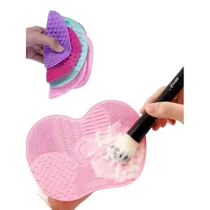Portable Silicone Makeup Brush Cleaner Mat With Suction Cup Multifunction Face Wash Pad For Beauty Tools Skincare