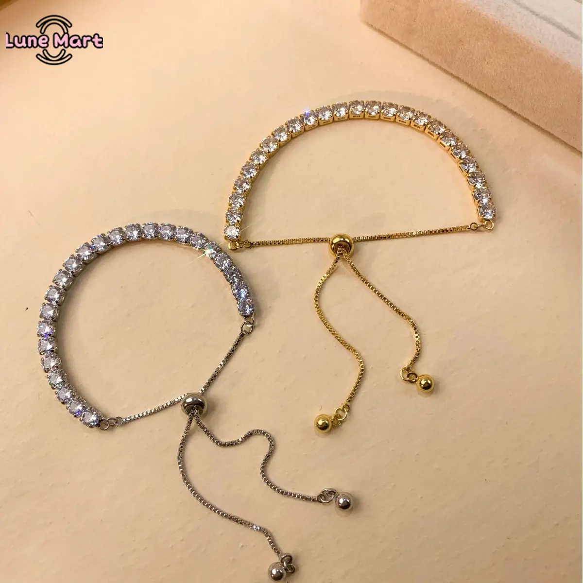 Classic Tennis Bracelets for Women, Paved Cubic Zirconia with a Bling Effect, Adjustable Sliding Pull Chain for Jewelry Stacks, Tennis Chain, Crystal Pave, Bangle, Adjustable Size, Daily Wear, Arm Candy Accessories, Classic Tennis Bracelet, Wrist Stack