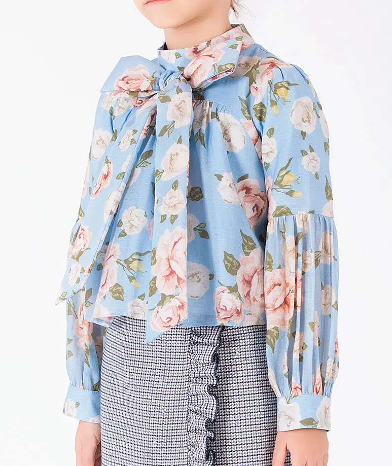 Floral Bow Girls Blouse