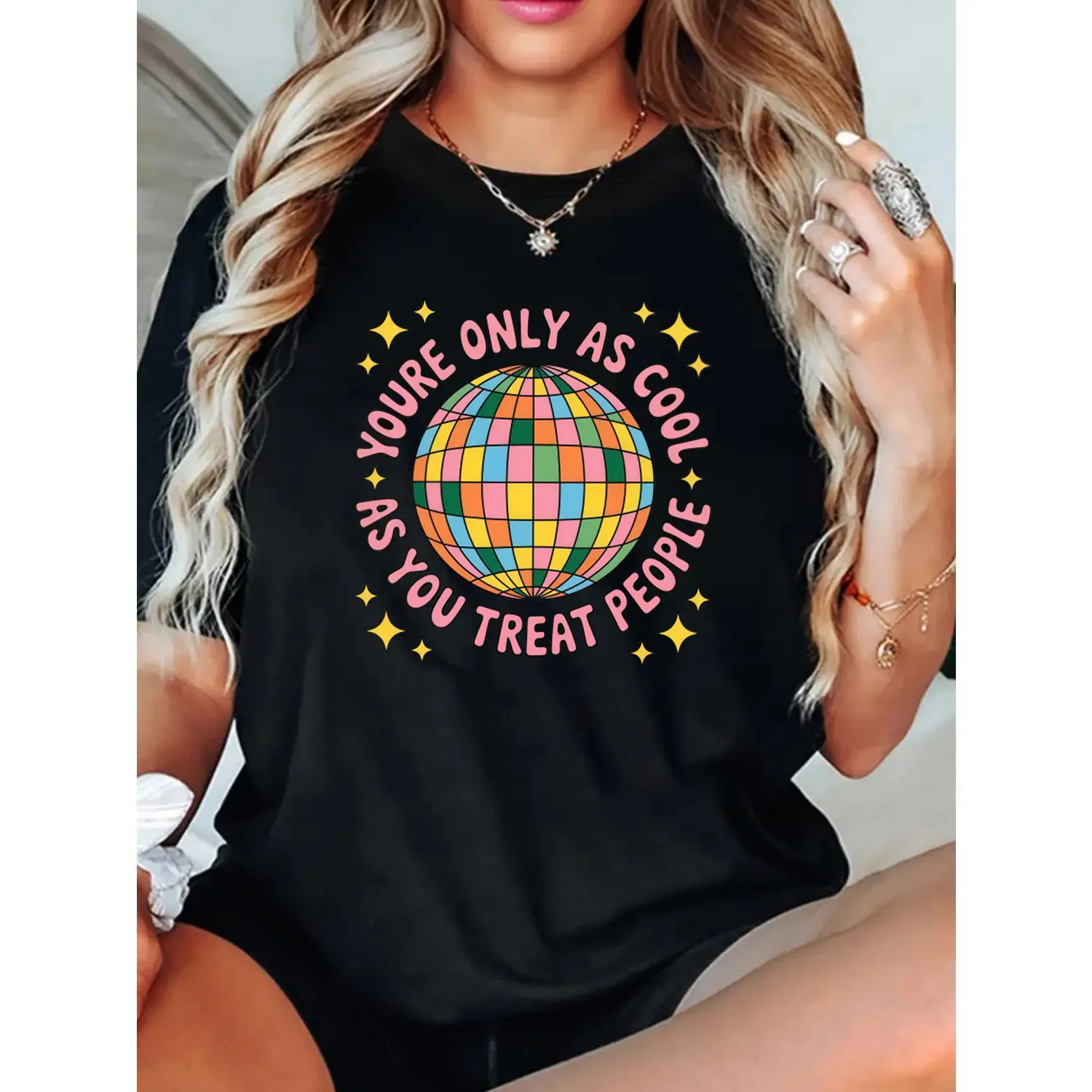 You're Only As Cool As You Treat People Tshirt, Disco Ball Sweatshirt, Positive Affirmation Hoodie, Mental Health Tee