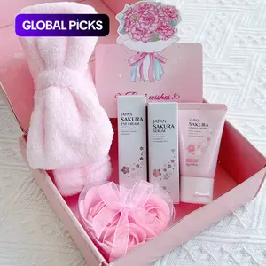 Laikou Sakura Skincare Set,Skincare Gift Set with Serum, Eye Cream, Face Cream, Card, Soap Flower, Hairband, Hydrating Soothing, Moisturizing Set, Best Gift, Birthday Gift Ideas, Skin Care Kit for Women & Girl #GLOBAL PICKS
