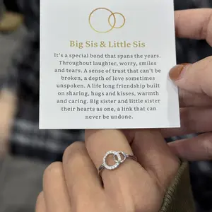 Hope Rings-Big Sis & Little Sis Ring Bond Together Promise Forever To My Sister Forever Simple Meaningful Design for Sisters' Special Relationship Gift-Inspirational Jewelry