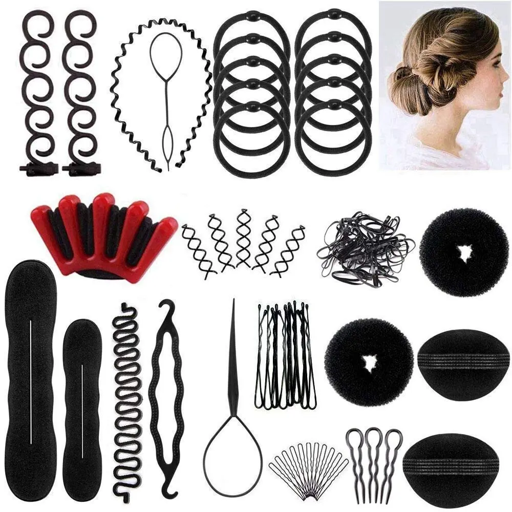 Hair Styling Set - DIY Hair Braiding Tool Kit with Hair Modelling Accessories for Simple and Fast Spiral Braids