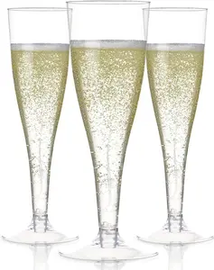 24 Pack Disposable Clear Champagne Flutes for Parties, Weddings, Mimosa Bars - Plastic Toasting Glasses With Mimosa Glasses