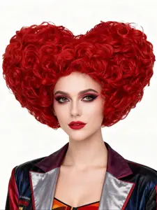 New Role Play Queen Heart Shape Wig, Curly Anime Wig for Cosplay, Halloween Party, Costume Accessories, Women's Hairpiece, Kinky Curly Wigs