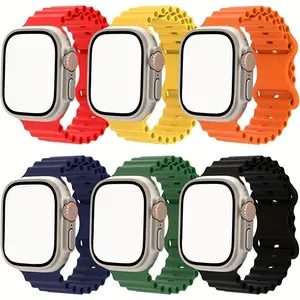 Compatible with Apple Watch Ultra1/2/3, 49mm/45mm/44mm/42mm Silicone Band, Waterproof, Durable, Fitness, Swimming, Outdoor, Daily Use