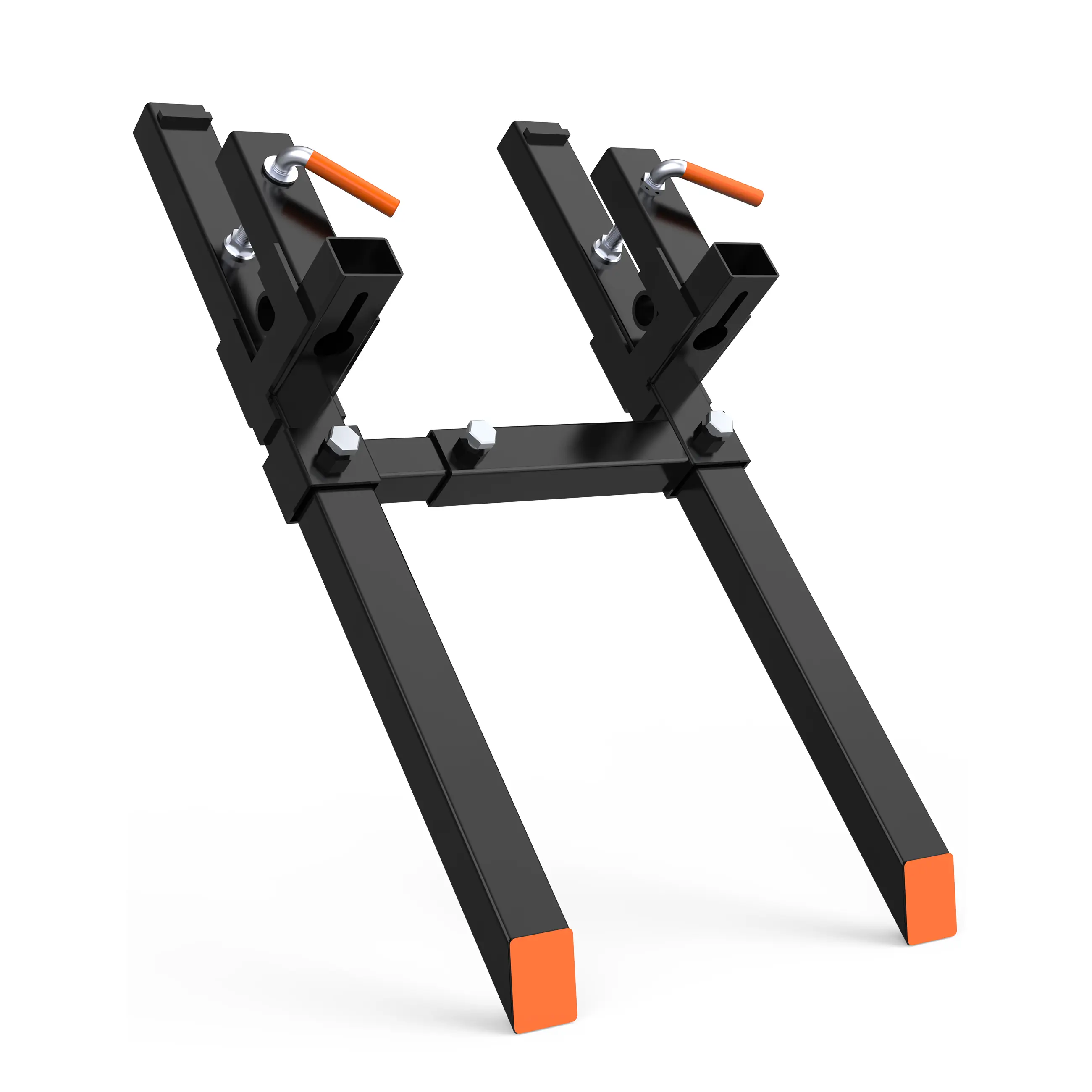 Industrial Agricultural Heavy-Duty Clamp-On Pallet Forks for Most Tractor Buckets, Loaders & Skid Steers, 60in 4000 lbs Reinforced Steel, Adjustable Stabilizer Bar, Adjustable Width, Quick Attach Design, Chain Holes, Construction-Ready