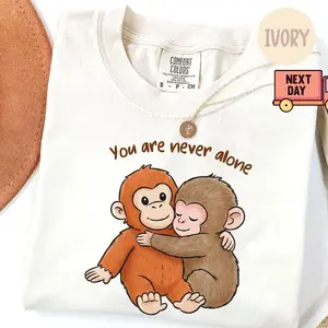 Comfort Colors® Viral Punch Monkey Shirt, Cute Baby Monkey with Plush Toy Shirt, Emotional Gift for Animal Lovers 7RXVQ