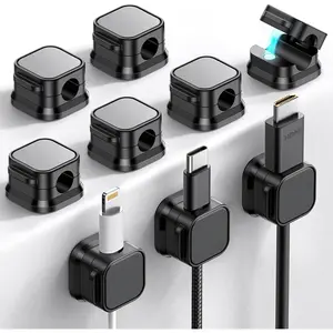 9 Pack Magnetic Cable Clips [Cable Smooth Adjustable] Cord Holder, Under Desk Cable Management, Adhesive Wire Holder Keeper Organizer for Home Office Desk Phone Car Wall Desktop Nightstand