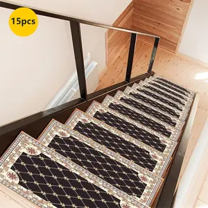 Non-Slip Stair Carpet, Step Protection Carpet, Decorative Bordered Stair Mat, Boho Runner Rug for Home Decoration & Bedroom Accessories - Suitable for Indoor, Outdoor Stairs & Multiple Scenarios