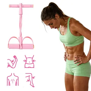 6-Strand Heavy Duty Abdominal Crunch Fitness Equipment – Leg & Core Workout, Sit-Up Assist, Home Gym Exercise, Non-Slip Foot Pedal & Resistance Bands (Portable)