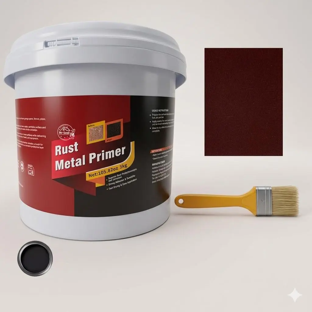6.6lbs/3kg Rust Converter & Metal Primer Black Inhibitor Paint for Metal, Automotive Rust Reformer & Seal, Converts Rust into a Stable, Paintable Surface, Ideal for Steel, Iron, Aluminum (garage Doors, Fences, Pipes, Parts, Machinery)Easy Application.