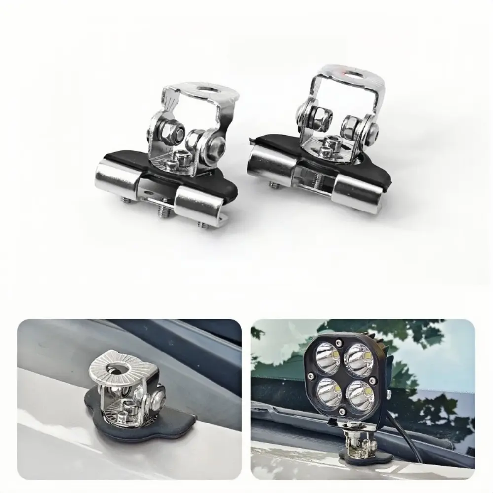 2-Pack Black Universal Engine Hood Mount Edge Clamp Bracket - Adjustable Pillar Holder for LED Work/Spot/Driving Lamps, Heavy-Duty No-Drill Support for Off-Road Vehicles, Trucks, Universal Mount